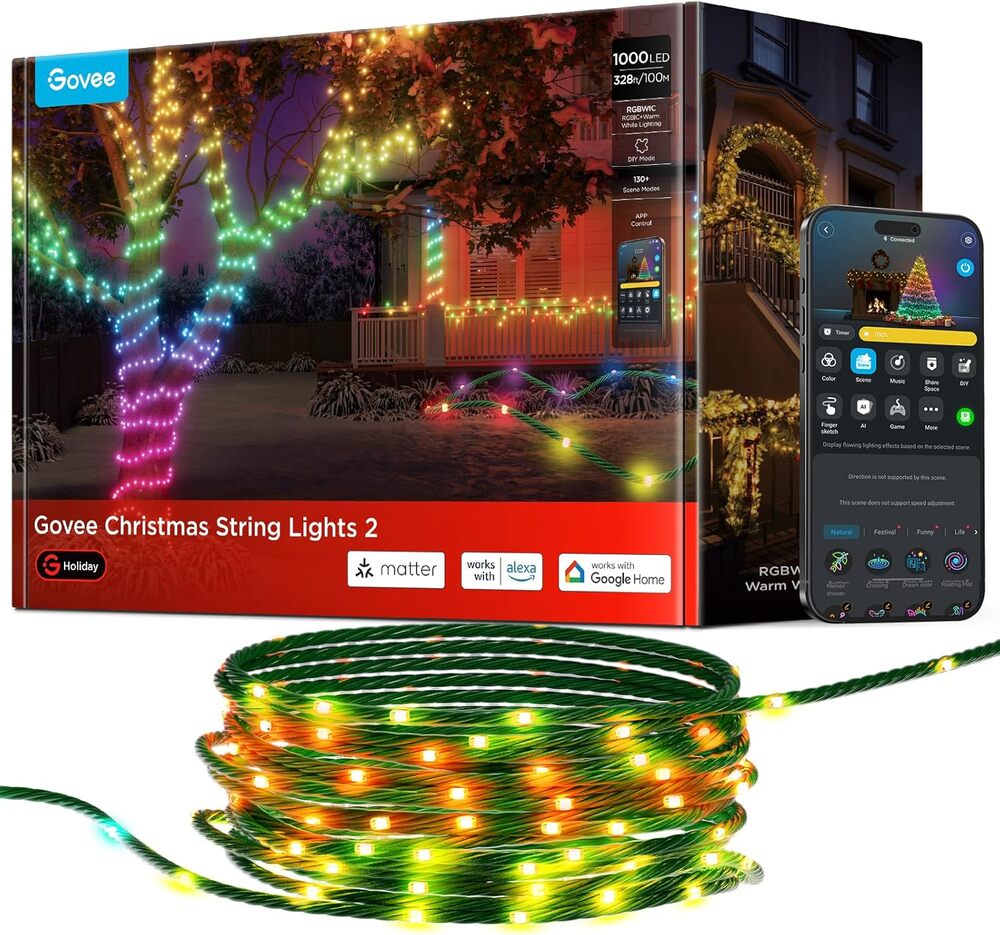 Govee Christmas String Lights 2 RGBWIC 500 LED 164 ft Smart App Alexa Google